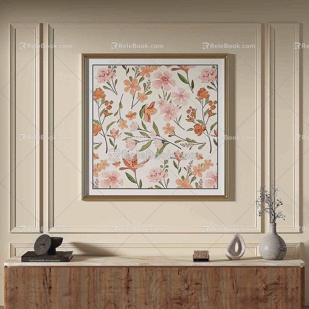 French simple retro decorative painting 3d model