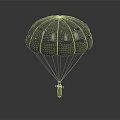 Gray Parachute Structure With Round Holes And Yellow Load Suspension Lines