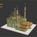 Ancient Islamic Architectural Masterpiece With Golden Dome Minarets And Intricate Decorative Elements