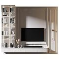 Modern TV Wall Design With White Panels Built-in Bookshelves Decor And Flat Screen TV