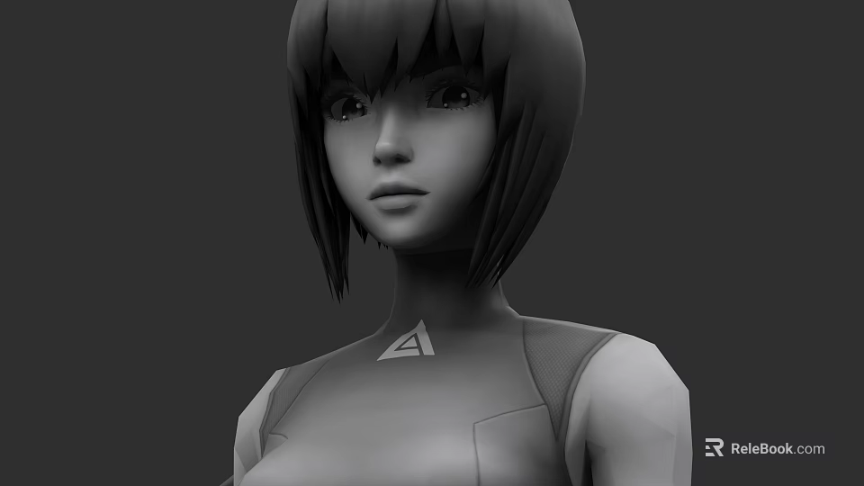 Game and Movie Character 3D Model with Short Hair and Triangle Symbol on Neck 3d model 