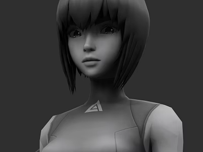 Game and Movie Character 3D Model with Short Hair and Triangle Symbol on Neck 3d model