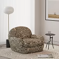 Zebra Pattern Single Armchair in Living Room with Side Table and Floor Lamp