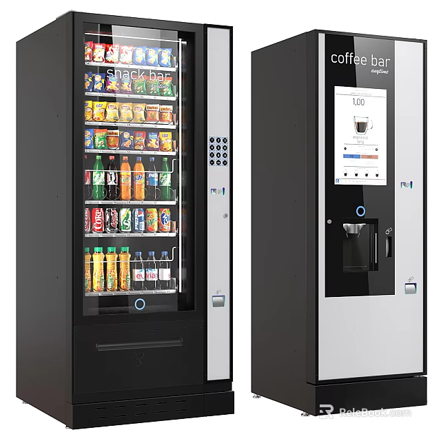 Commercial Equipment Modern Beverage And Coffee Vending Machines With Digital Screens For Convenient Dispensing 3d model 