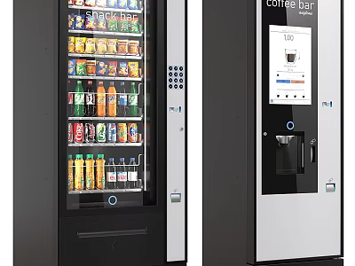 Commercial Equipment Modern Beverage And Coffee Vending Machines With Digital Screens For Convenient Dispensing 3d model