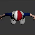 3D Character Model With Red And White Hair Blue Uniform White Boots And Suspenders