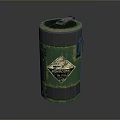 Green Cylindrical Military Explosive Weapon With Metal Casing And EXPLOSIVE UN 0090 Label