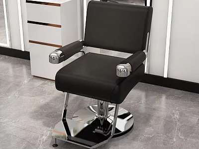 Modern Black Barber Chair With Silver Armrests And Chrome Base In Shop 3d model