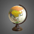 Decorative Ornament Set with Wooden Base Colorful World Globe for Home Decor