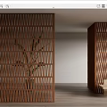 Modern partition cement brick red brick partition 3d model