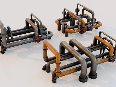 Industrial Equipment With Metal Pipes And Mobile Wheels For Heavy Duty Industrial Applications 3d model
