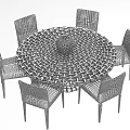 Modern Woven Round Dining Table Set With Six Chairs Stylish Design