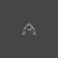 Game Movie Crocodile Character with Open Mouth Sharp Teeth Rough Skin and Horned Head