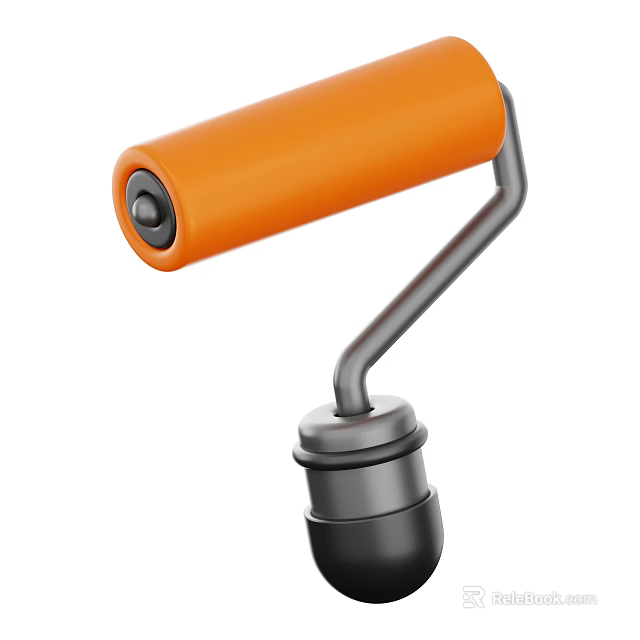 High Quality Industrial Roller Equipment With Orange Roller And Metal Arm For Coating Applications 3d model 