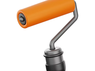 High Quality Industrial Roller Equipment With Orange Roller And Metal Arm For Coating Applications 3d model