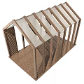 Modern Outdoor Wooden Pergola With Louvered Sides Sloped Roof And Wooden Floor