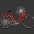 Red Modern Bicycle With Unique Radial Spoke Wheels And Reflective Surface