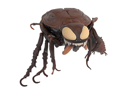 Realistic Brown Beetle Figurine With Large Eyes And Sharp Mandibles 3d model