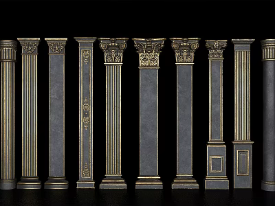 Roman Columns Featuring Various Classical Ornate Designs And Architectural Details 3d model