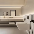 Modern White Bathroom Interior Design With Bathtub Shower Large Mirror Vanity And Blinds