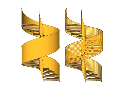 Modern spiral staircase yellow spiral steel staircase 3d model