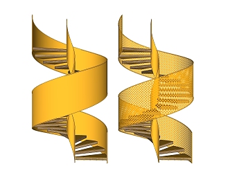 Modern spiral staircase yellow spiral steel staircase 3d model