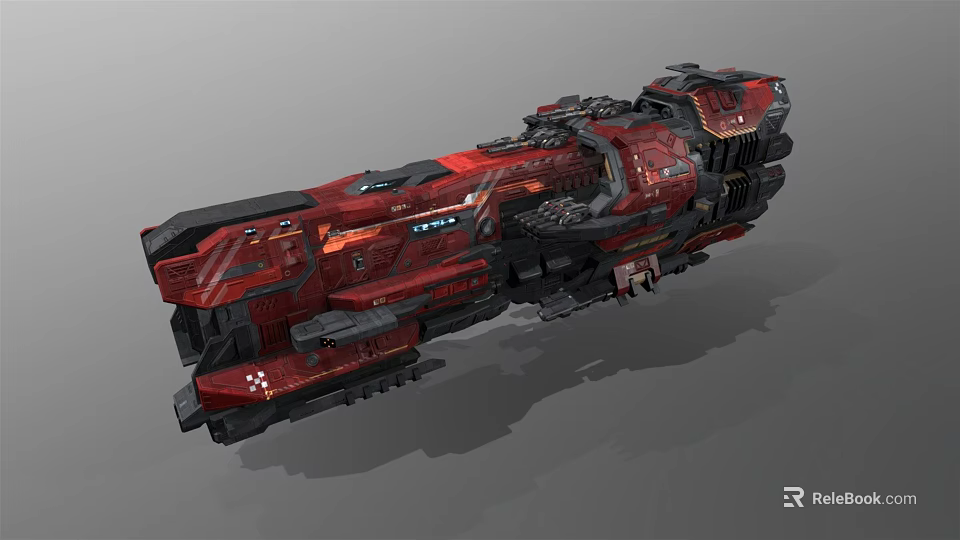 Futuristic Red Sci Fi Spaceship 3D Model With Intricate Exterior Design 3d model