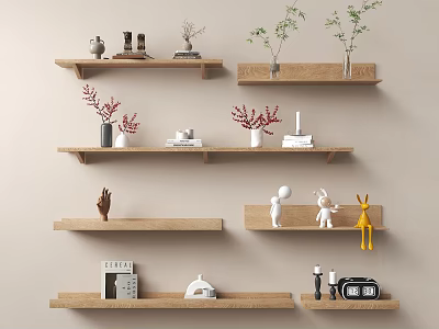 Modern Storage Rack Laminated Bookshelf Solid Wood Storage Rack Modern Magazine Handmade Ornaments 3d model