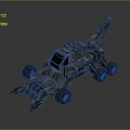 Sci Fi Mechanical Armored Vehicle With Six Wheels And Weaponized Design 3d model
