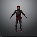 Game Character With Red Hair Black Gloves And Black Red Outfit As Fantasy Creature