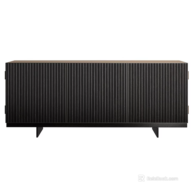 Modern Dark Wood Sideboard Featuring Vertical Stripes And Cabinet Design 3d model