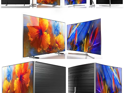 Modern Flat Screen TVs With Colorful Floral Displays And Sleek Design 3d model