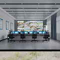 Modern Front Desk Reception Area With Counter Computer And Waiting Seats