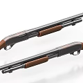 Classic Shotguns With Wooden Stocks And Metal Barrels On White Surface
