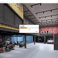 Industrial Workshop Interior Design With Motorcycles Cars And Locomotive Club Sign