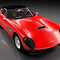 Red Classic Sports Car With Sleek Design Black Convertible Top And Silver Alloy Wheels