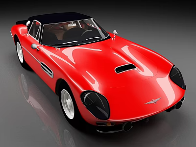 Red Classic Sports Car With Sleek Design Black Convertible Top And Silver Alloy Wheels 3d model