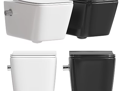 Modern White and Black Wall Mounted Toilet Design For Home Bathroom 3d model