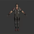 3D Male Character With Gray Jacket Red Accents And Open Arms Pose