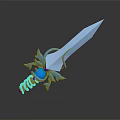Ornate Blue Fantasy Sword With Decorative Hilt And Glowing Blade Design