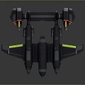 Futuristic Twin Engine Aircraft 3D Model With Black And Yellow Aerodynamic Design