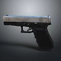 Modern Black And Silver Pistol With Textured Grip And Metal Body Design