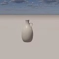 White Ceramic Vase With Textured Surface And Decorative Handle For Home Decor