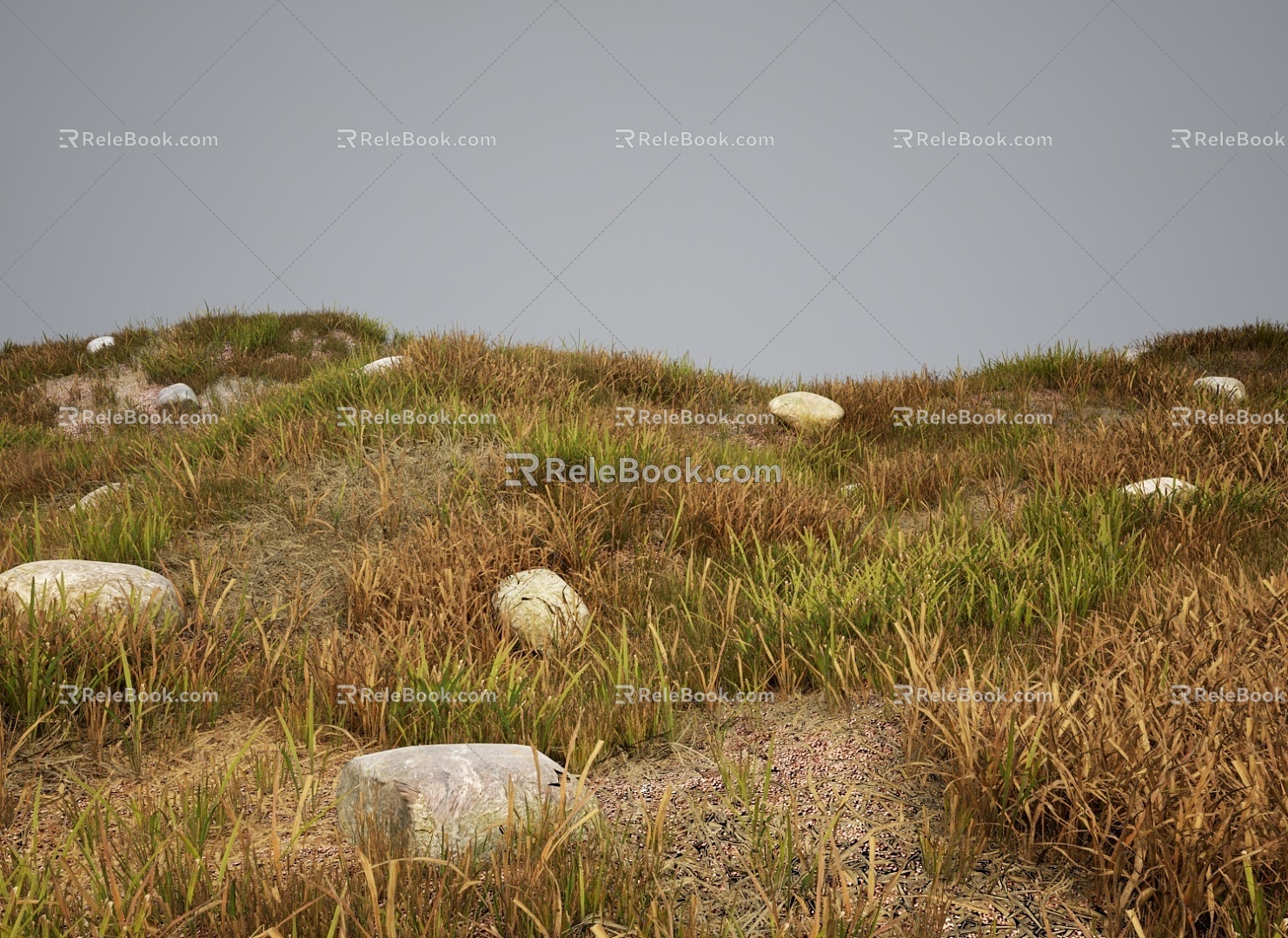 Modern Grassland Shrubs Grass Green Plant Shrubs 3d model