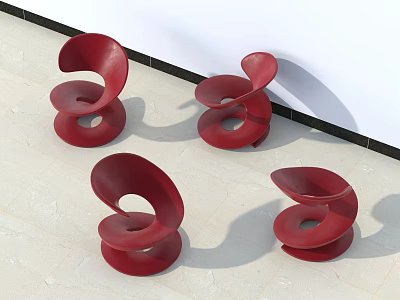 Modern Red Spiral Design Chair for Stylish Interior Decoration Spaces 3d model