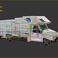 White Camper Van Toy Model Featuring Blue Accents And Modern Exterior Design