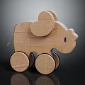 Cute Wooden Elephant Shaped Kids Furniture With Wheels Big Ears And Smooth Surface