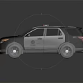 Sleek Black And White Police SUV With Flashing Roof Lights And Official Logo