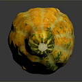 Ripe Fresh Organic Yellow Green Speckled Pumpkin With Unique Curved Shape