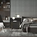 Modern background double bed 3d model
